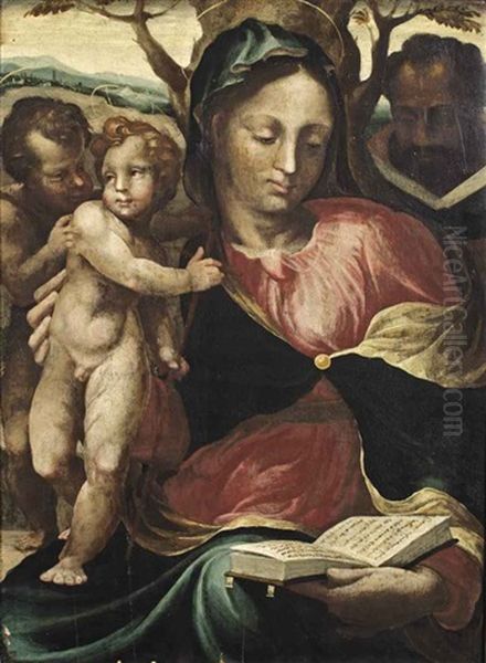 The Madonna And Child With The Infant Saint John The Baptist And Saint Joseph Oil Painting by Giovanni Antonio (il Sodoma) Bazzi