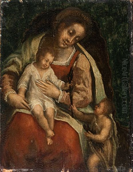 Madonna Mit Kind Und Johannesknabe Oil Painting by Giovanni Antonio (il Sodoma) Bazzi