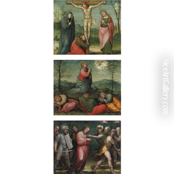 Crocefissione (+ 2 Others; Set Of 3) Oil Painting by Giovanni Antonio (il Sodoma) Bazzi