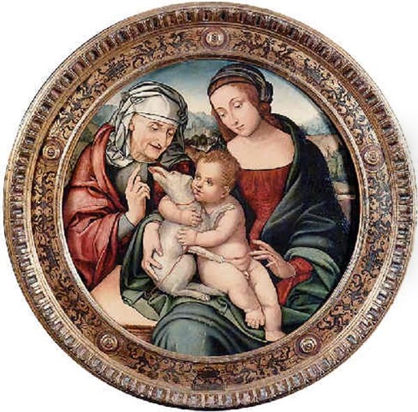 Sacra Famiglia Oil Painting by Giovanni Antonio (il Sodoma) Bazzi