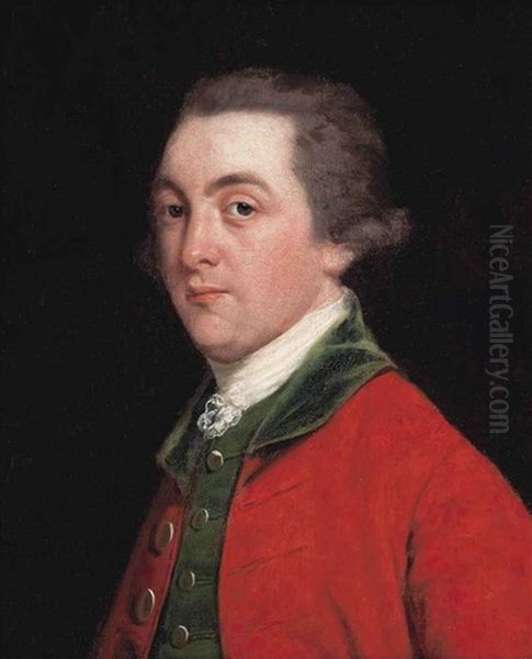 Portrait Of John Fitzpatrick, 2nd Earl Of Upper Ossory (1745-1818), Half-length, In A Red Coat And Green Waistcoat Oil Painting by Thomas Beach