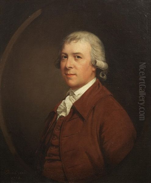 Portrait Of Francis Steward (1743-1798), Mayor Of Weymouth And Melcombe Regis, Half-length, In A Brown Coat, Within A Painted Oval Oil Painting by Thomas Beach