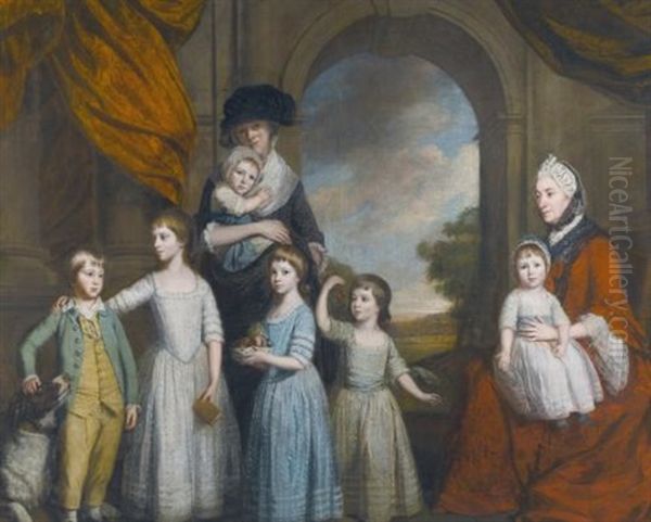 Portrait Of The Children Of William Craven, 6th Baron Craven Oil Painting by Thomas Beach