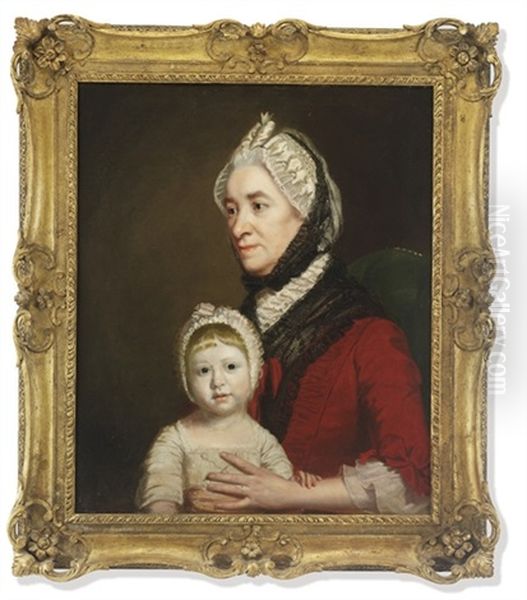 Portrait Of The Hon. Arabella Craven With Her Nurse Oil Painting by Thomas Beach