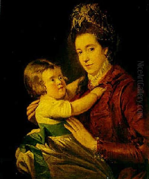 Portrait Of Mrs. Moutray With Her Child Oil Painting by Thomas Beach