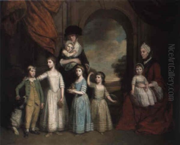 A Group Portrait Of The Craven Children Oil Painting by Thomas Beach