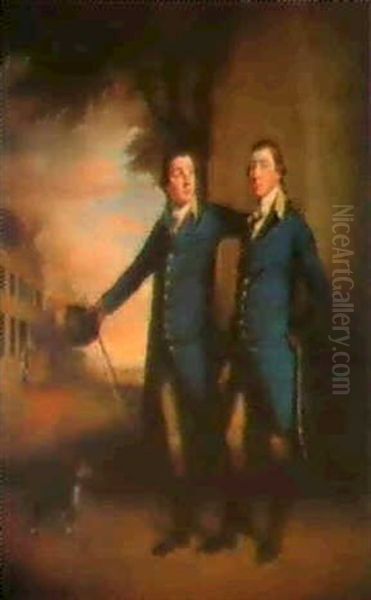 Portrait Of John And George Gould Of Fleet House And        Upway House, Dorset Oil Painting by Thomas Beach