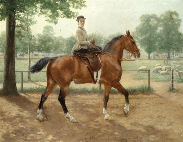 Morning Ride In Hyde Park Oil Painting by James Prinsep Barnes Beadle