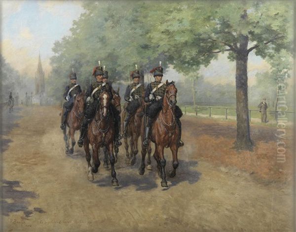 The King's Troop Royal Horse Artillery Parading Through Hyde Park Oil Painting by James Prinsep Barnes Beadle