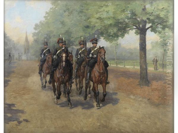 The King's Troop Royal Horse Artillery Parading Through Hyde Park Oil Painting by James Prinsep Barnes Beadle