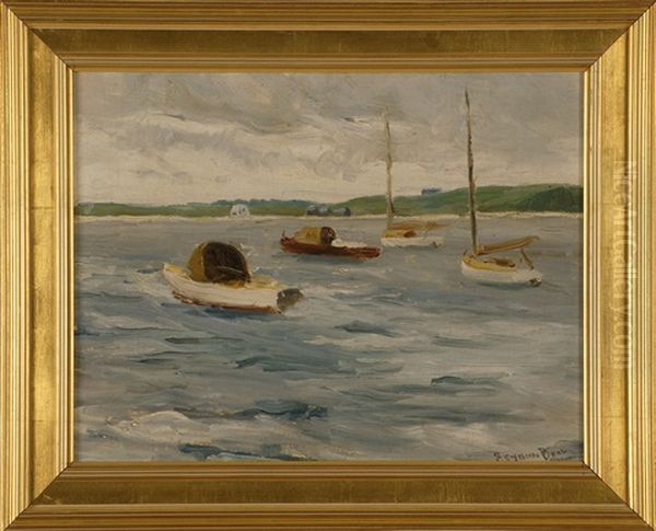 Boats In A Harbor Oil Painting by Reynolds Beal