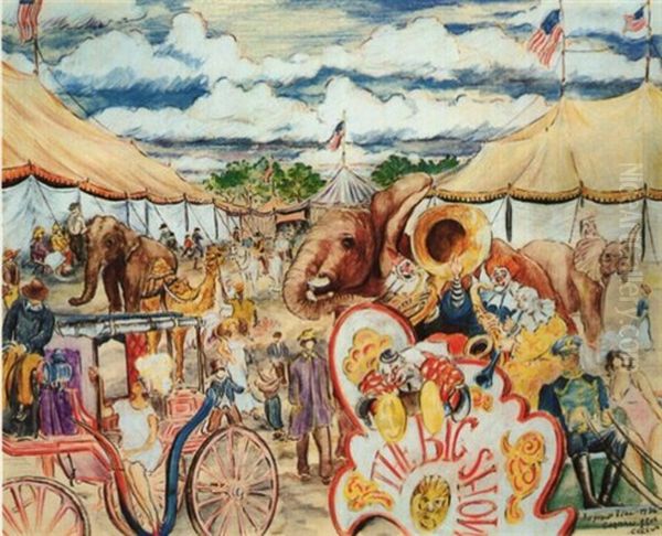 The Big Show, Gorham Brothers Circus Oil Painting by Reynolds Beal