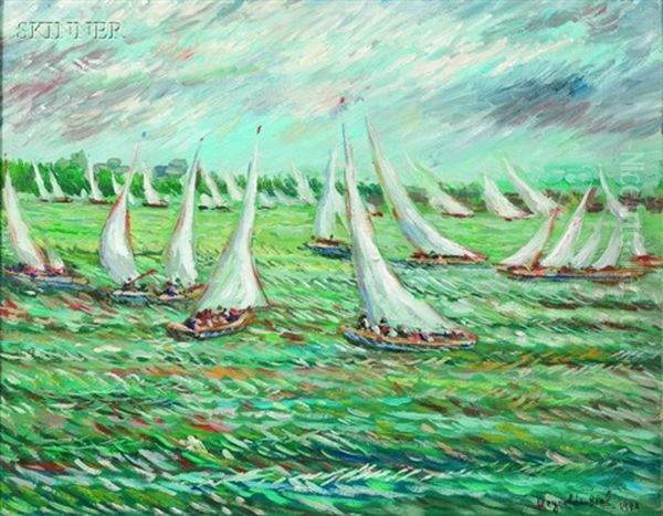 Sailboats Oil Painting by Reynolds Beal