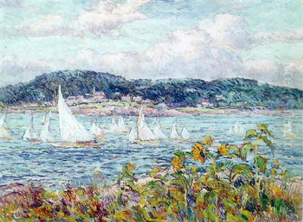 Sandy Bay Yacht Club Regatta Oil Painting by Reynolds Beal