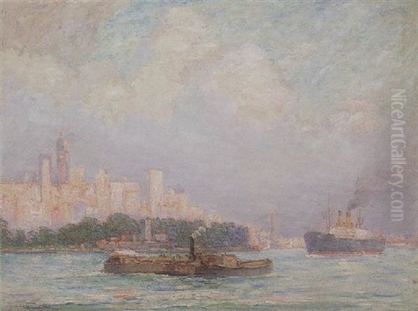 New-york City - Lower Manhattan Panorama Oil Painting by Reynolds Beal