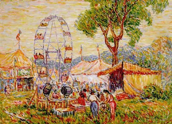 Country Fair Carnival, Gloucester Oil Painting by Reynolds Beal