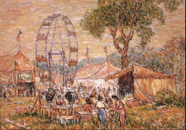 Country Fair Carnival, Gloucester Oil Painting by Reynolds Beal