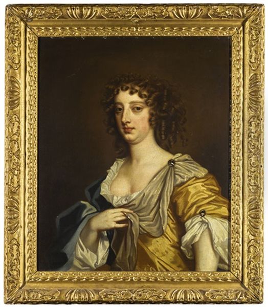 Portrait Of A Lady, Half-length, In A Gold Dress With A White Chemise Oil Painting by Mary Beale