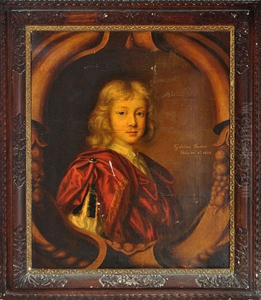 Portrait Of William Forster Aged 8, Half-length In Classical Dress, In Painted Architectural Pattern Oval Oil Painting by Mary Beale