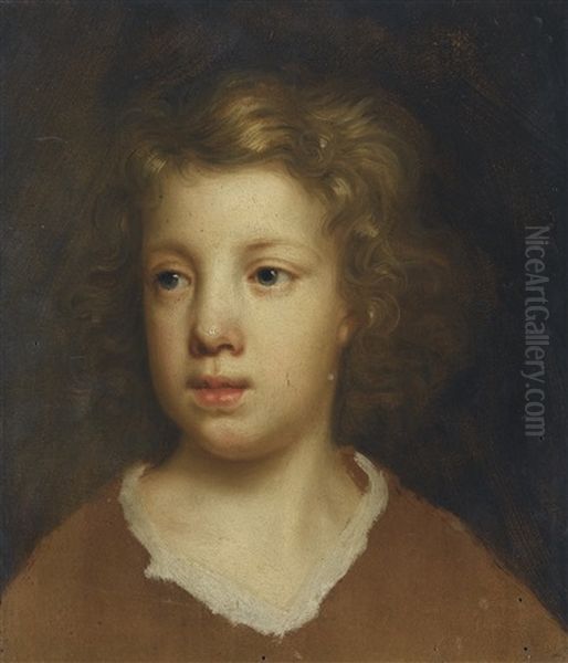 Portrait Study Of The Head Of A Boy, Probably Charles Beale, The Artist's Youngest Son Oil Painting by Mary Beale