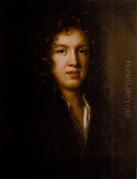 Portrait Of Charles Beale In A Brown Robe And White Chemise Oil Painting by Mary Beale