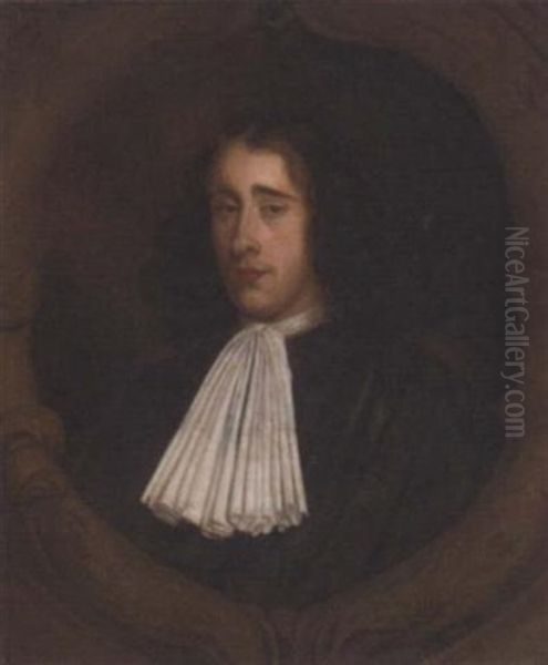 Portrait Of Justice John Shelden In A Black Robe And White Stock Oil Painting by Mary Beale