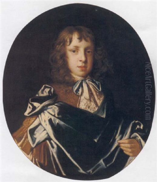 Portrait Of A Boy Wearing A Brown Tunic And Blue Robes Oil Painting by Mary Beale