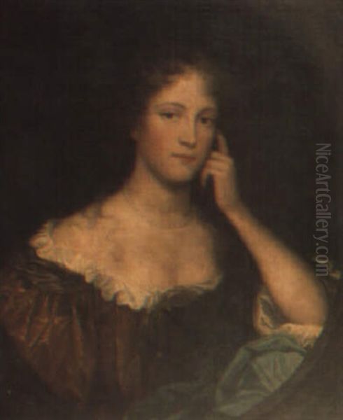 Portrait Of A Lady Wearing A Brown Dress And White Chemise Oil Painting by Mary Beale