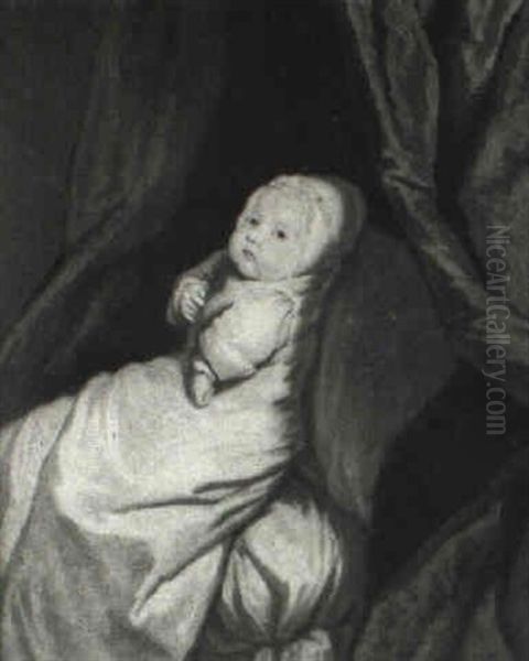 Portrait Of A Baby Wearing White Robes Oil Painting by Mary Beale