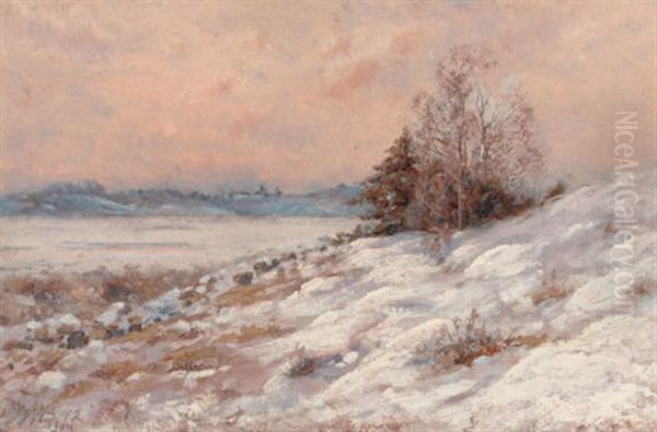 Winter Landscape Oil Painting by Gamaliel Waldo Beaman