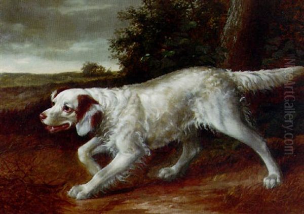 A Setter On Point Oil Painting by James Henry Beard