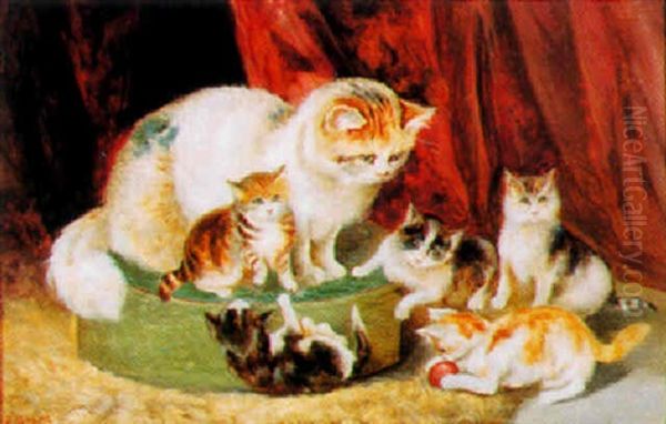 Playing Kittens Oil Painting by James Henry Beard