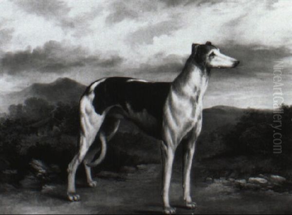 Greyhound In A Landscape Oil Painting by James Henry Beard