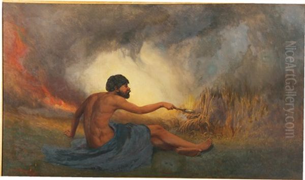 The Fire Oil Painting by William Holbrook Beard