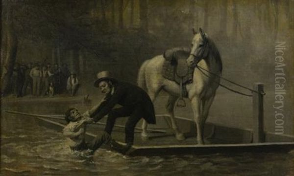 Lance, Cross And Canoe Across The Valley Of The Mississippi (illustration For Frontispiece) Oil Painting by William Holbrook Beard