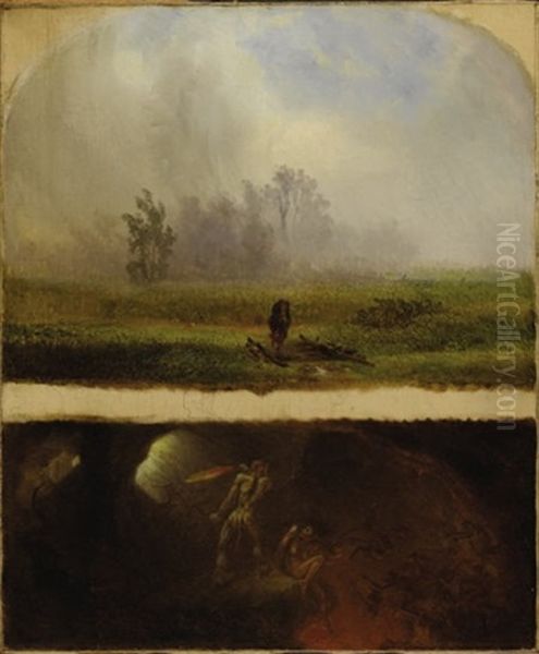 It Rains It Shines, The Devil Whipping His Wife Oil Painting by William Holbrook Beard