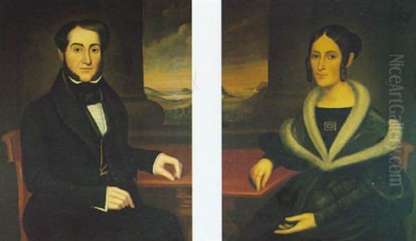 A Pair Of Portraits Of Emaria And Philander Fordham Oil Painting by Orlando Hand Bears