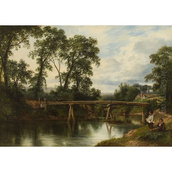 The Mill Bridge On The River Wey, Surrey by William Beattie-Brown