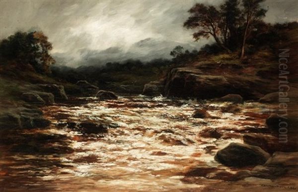 A Perthshire River View Oil Painting by William Beattie-Brown