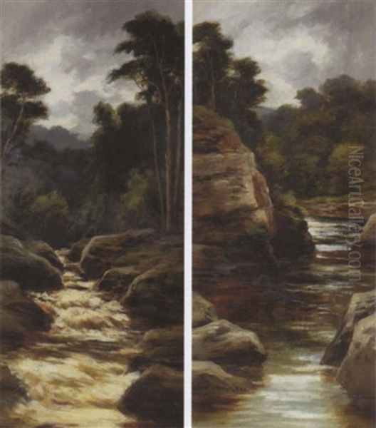 The Falls Of Bruar Oil Painting by William Beattie-Brown