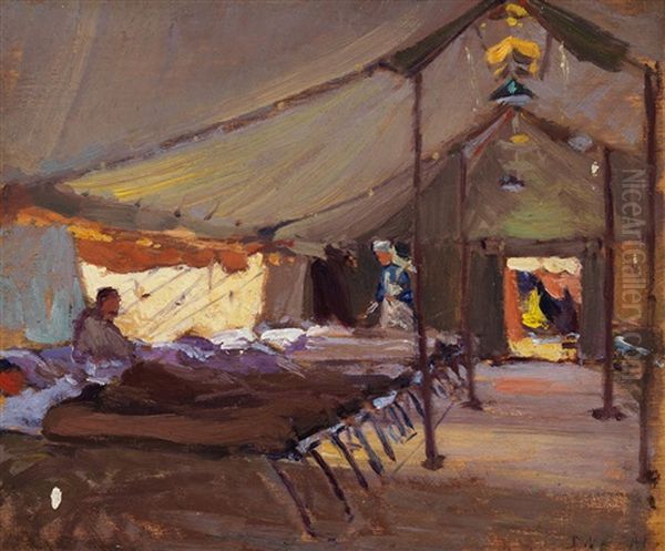 Interior Of A Field Hospital Tent Oil Painting by John William Beatty