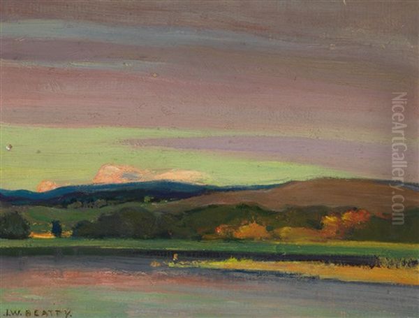 Lake And Sky Oil Painting by John William Beatty