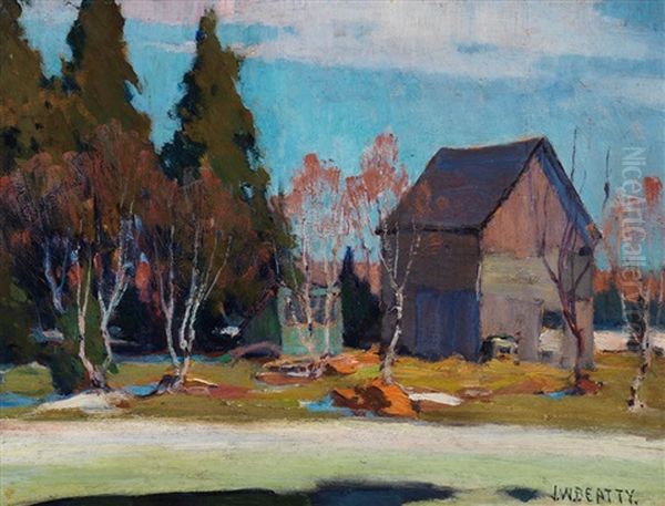 The Barn, Kearney, Ontario Oil Painting by John William Beatty