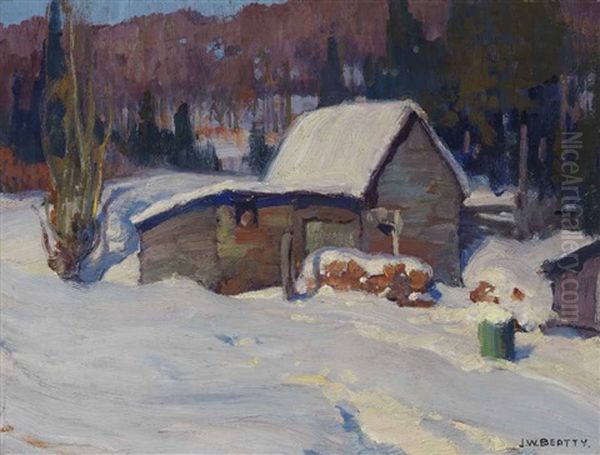 Barns, Burks Falls Oil Painting by John William Beatty