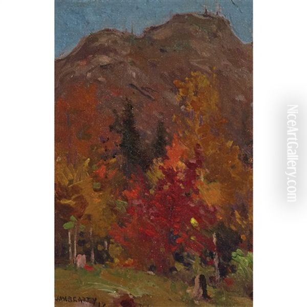 Autumn Hillside Oil Painting by John William Beatty