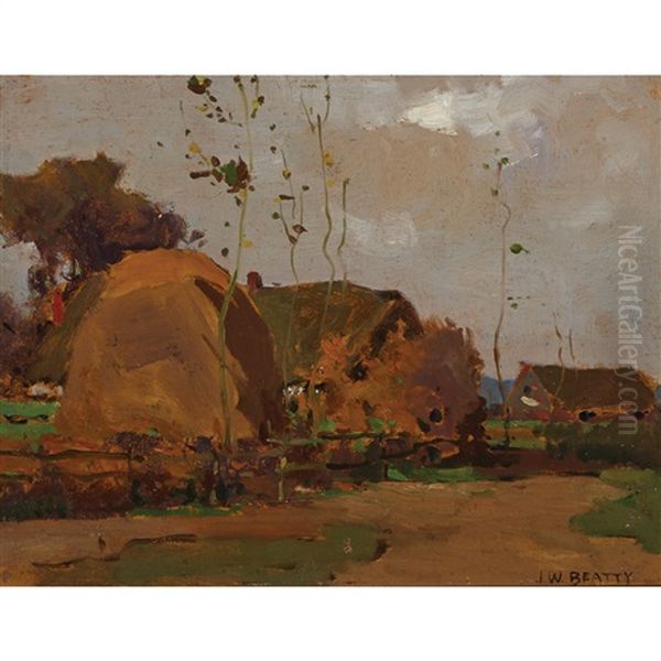 Untitled - Harvest Time Oil Painting by John William Beatty