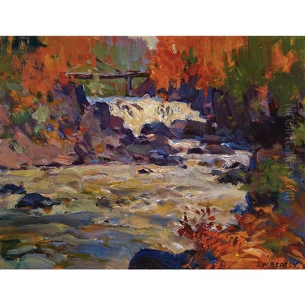 Brooks Falls, Magnetawan River Oil Painting by John William Beatty