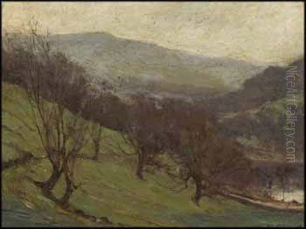 Hill Landscape Oil Painting by John William Beatty