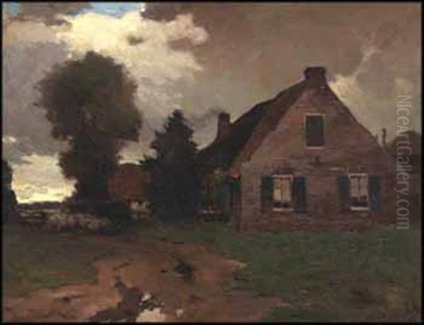 Farmhouse Oil Painting by John William Beatty