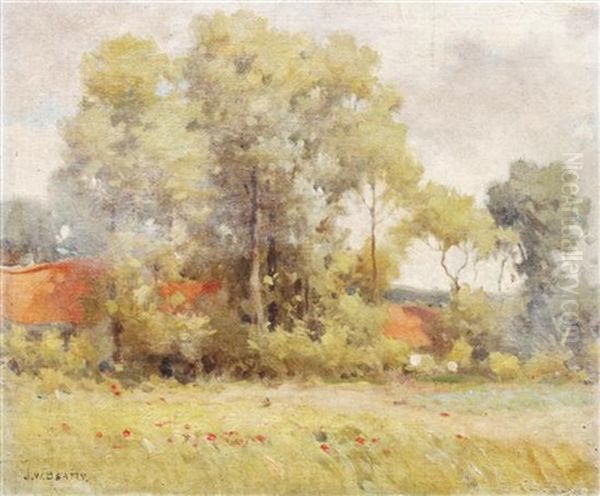 Summer Field Oil Painting by John William Beatty